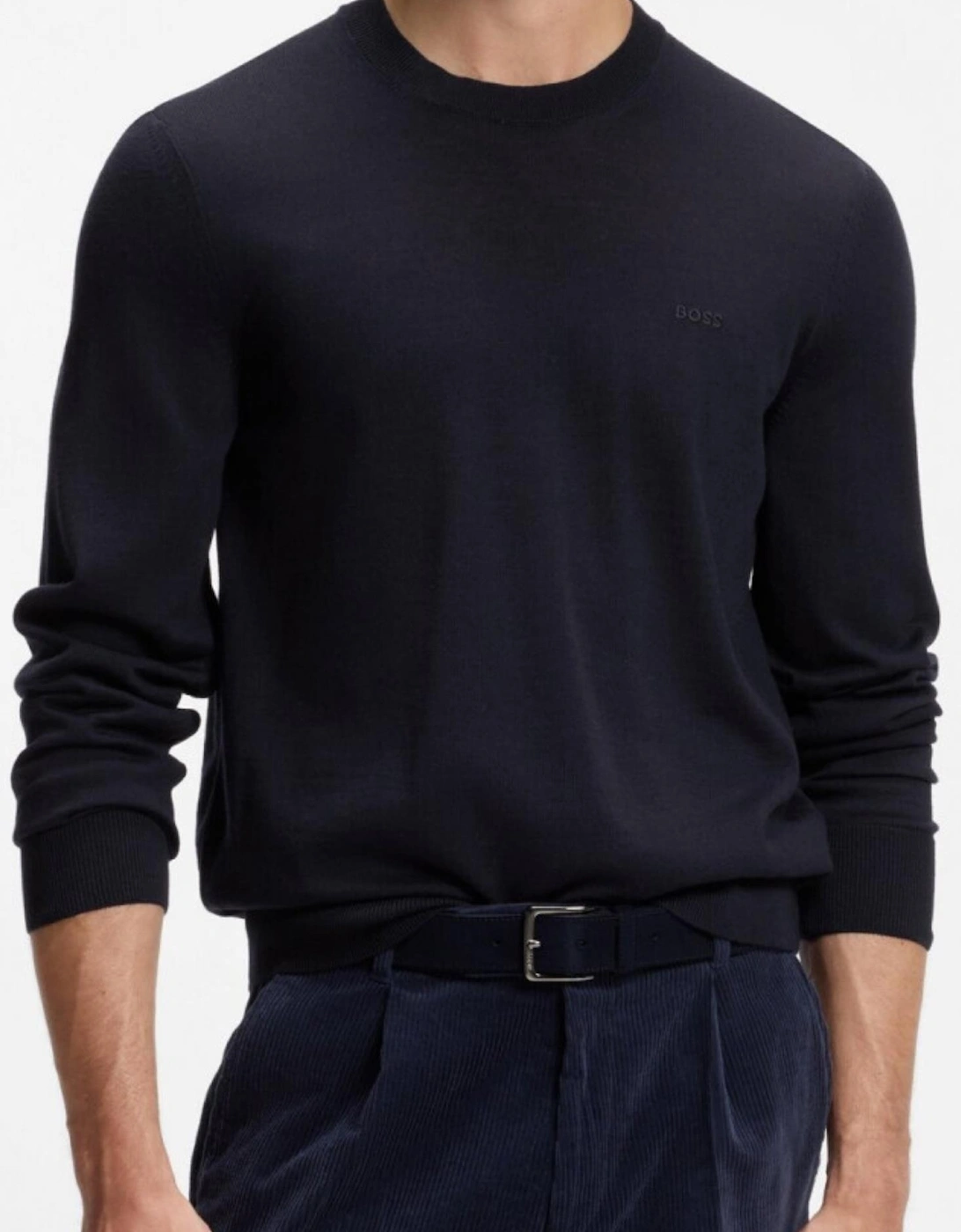 H-Leno Crewneck Navy Knitwear Jumper