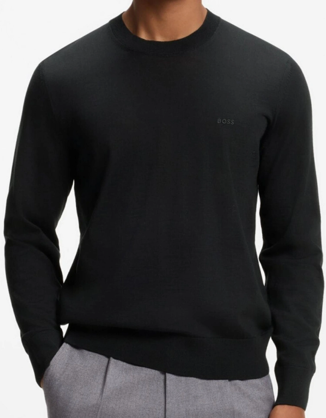 H-Leno Crewneck Black Knitwear Jumper