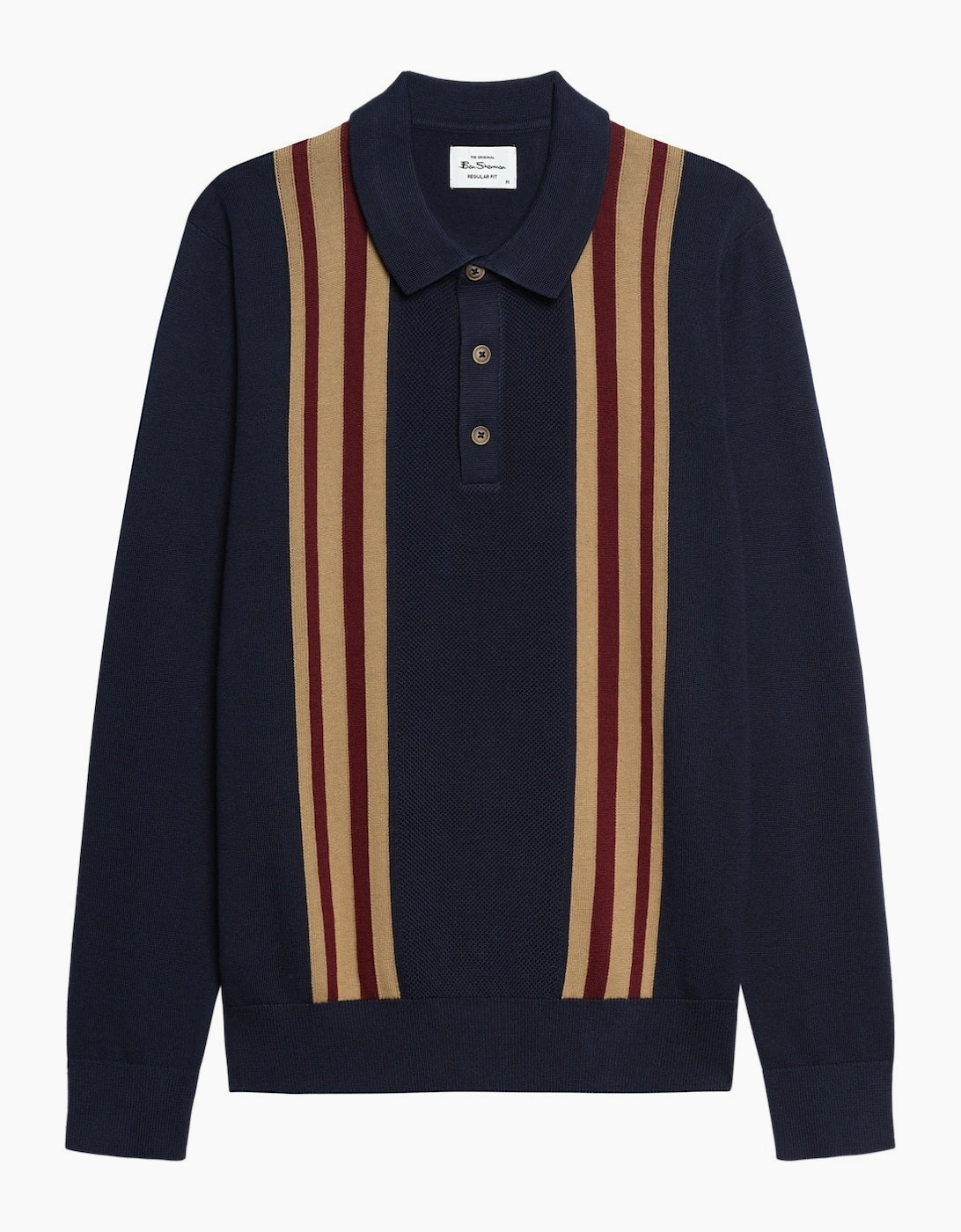 Ben Sherman Mens Mod Long Sleeve Polo Shirt