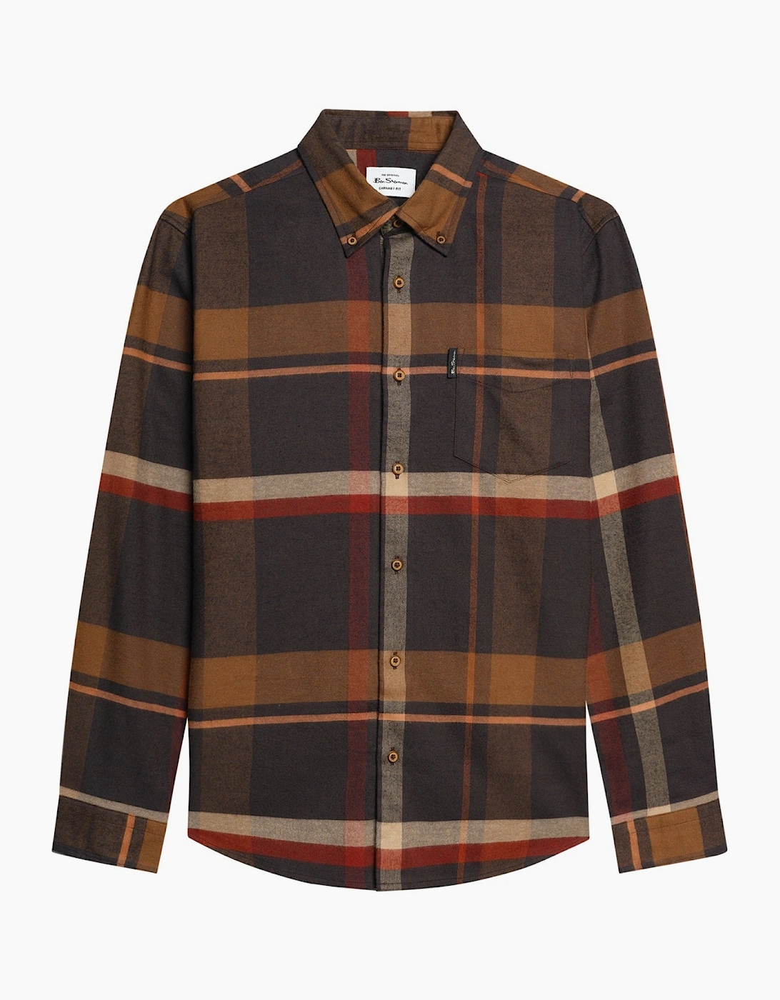 Ben Sherman Mens Oversized Brushed Check Long Sleeve Shirt - Dark Brown - XXL - Image 3