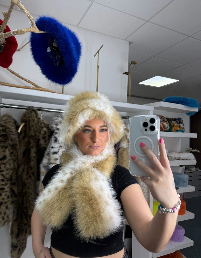 Animal Print Faux Fur Scarf