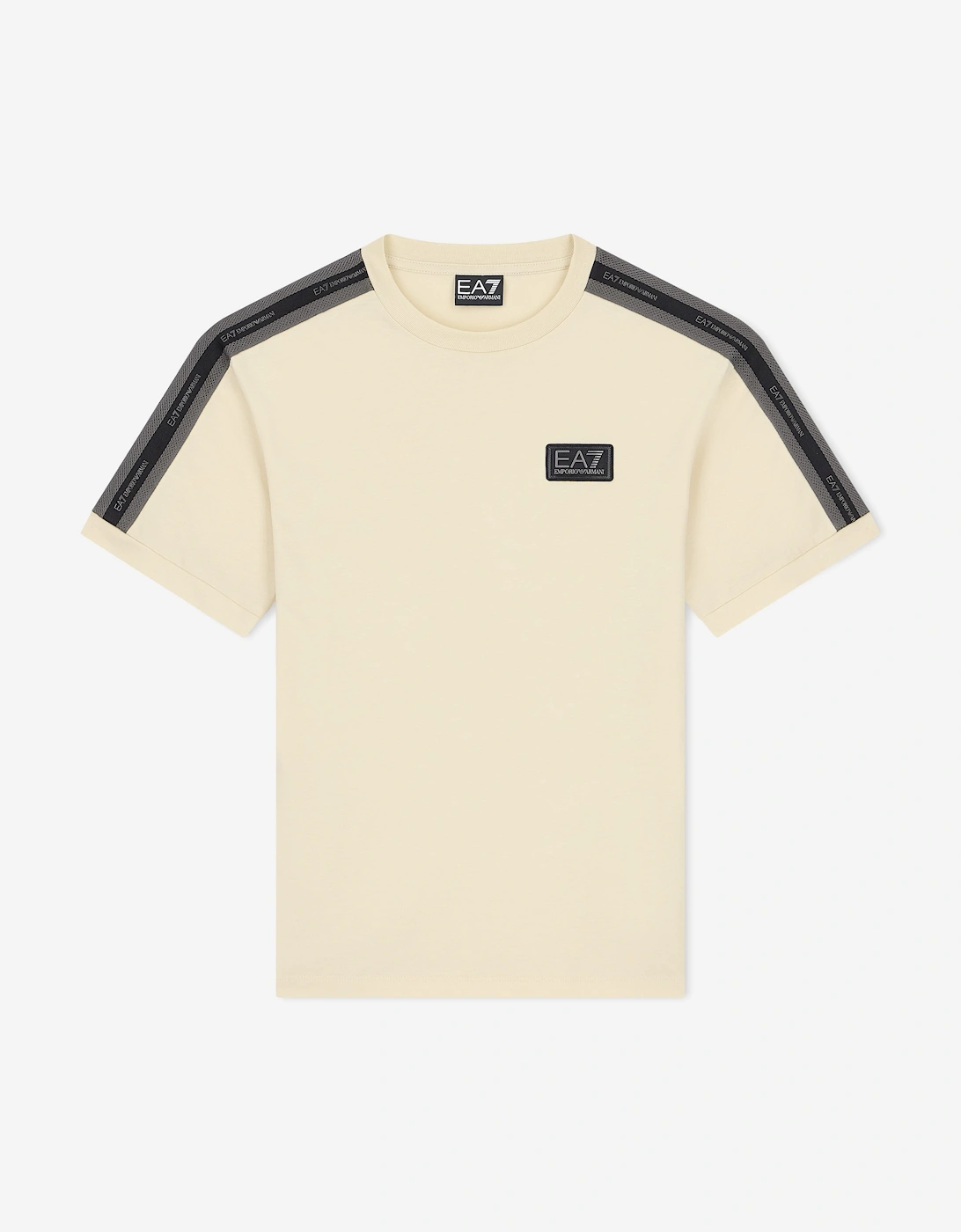 EA7 Emporio Armani Boys Train Logo Tape T-Shirt in Ivory