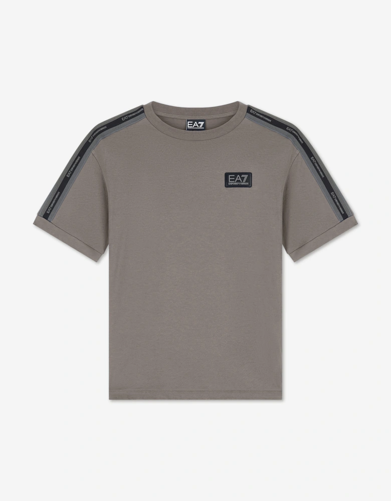 EA7 Emporio Armani Boys Train Logo Tape T-Shirt in Grey