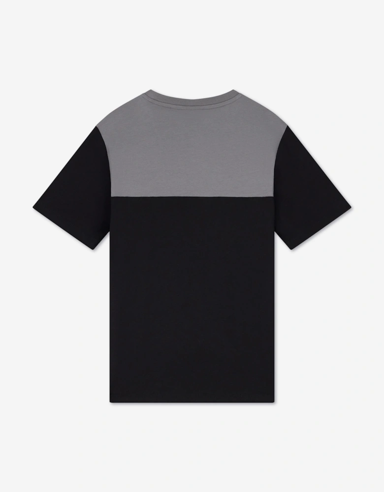 EA7 Emporio Armani Boys Train Athletic Colourblock T-Shirt in Black