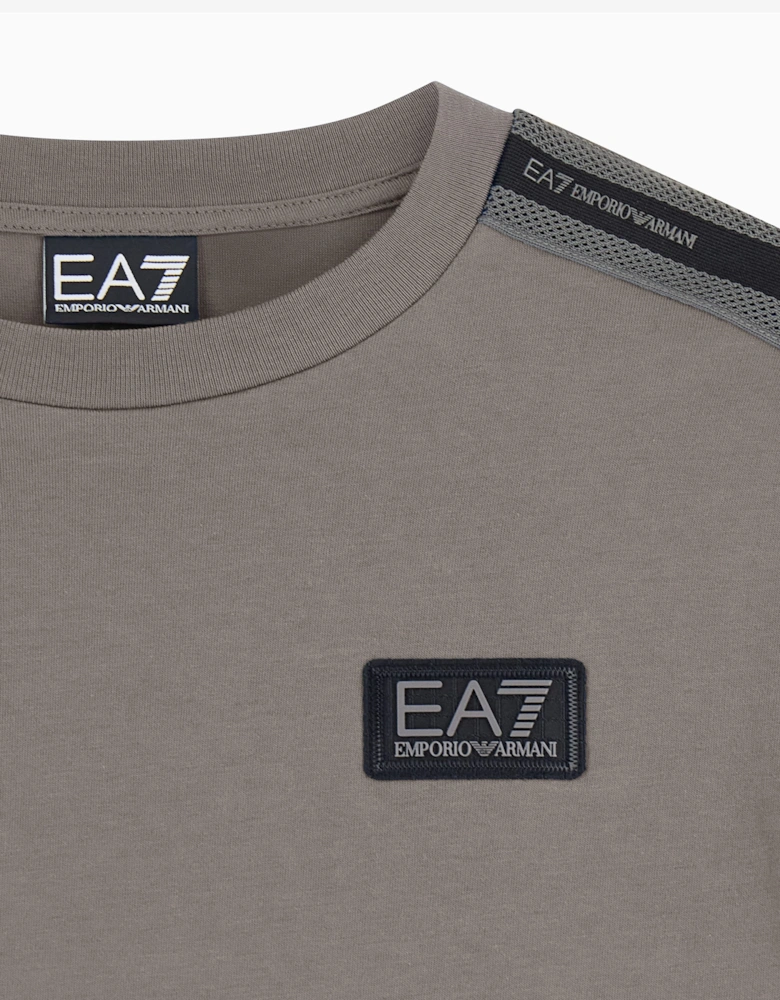 EA7 Emporio Armani Boys Train Logo Tape T-Shirt in Grey