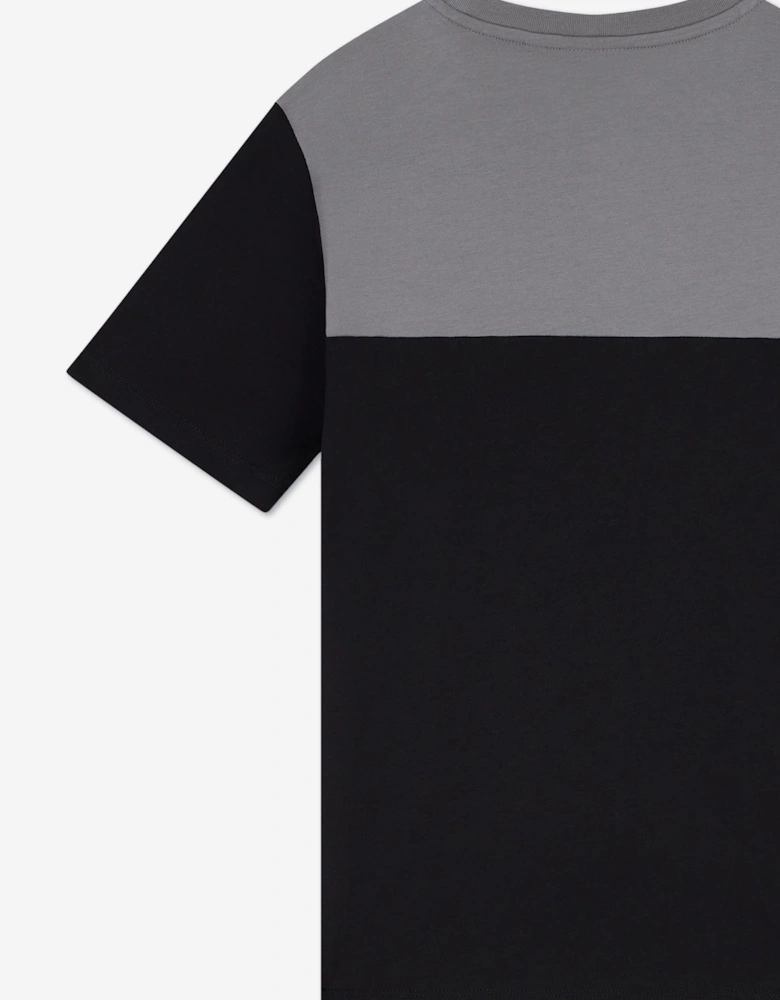 EA7 Emporio Armani Boys Train Athletic Colourblock T-Shirt in Black
