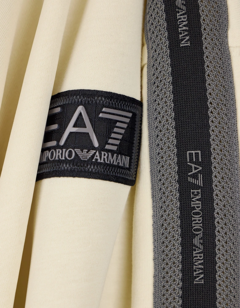 EA7 Emporio Armani Boys Train Logo Tape T-Shirt in Ivory