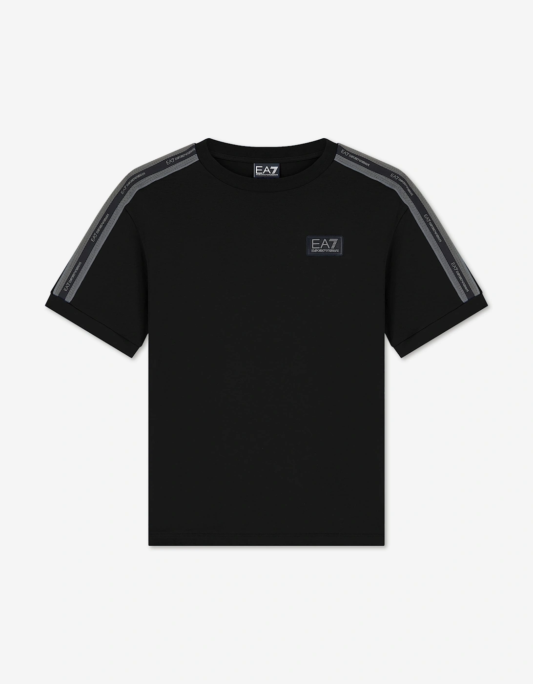 EA7 Emporio Armani Boys Train Logo Tape T-Shirt in Black