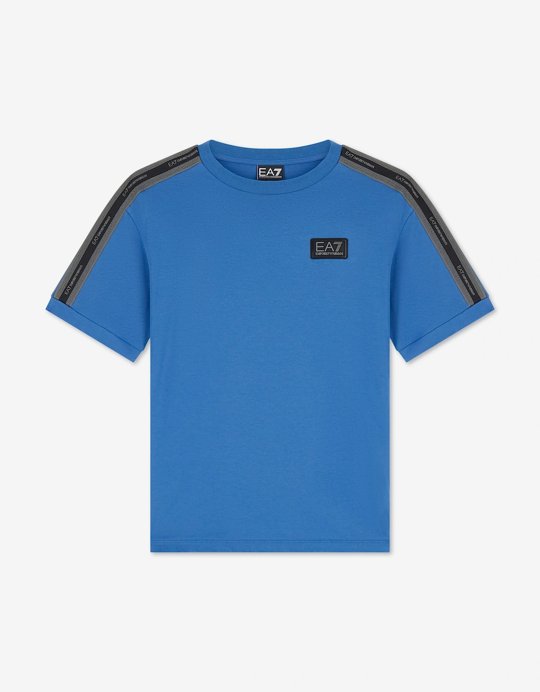EA7 Emporio Armani Boys Train Logo Tape T-Shirt in Blue