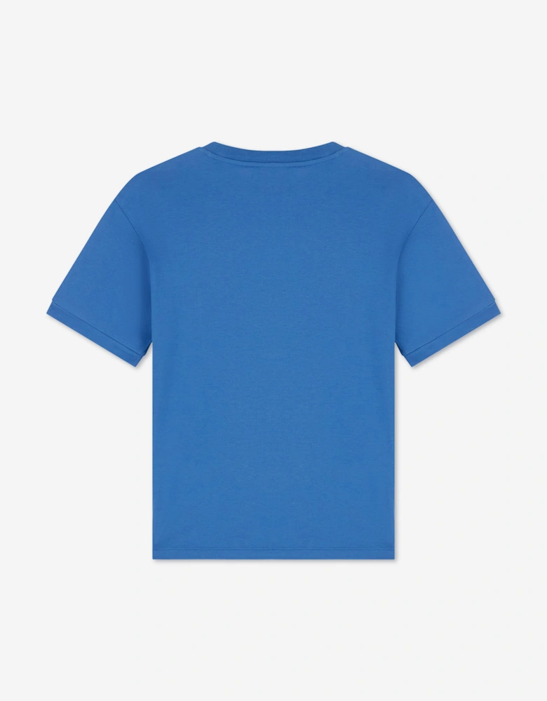 EA7 Emporio Armani Boys Train Logo Tape T-Shirt in Blue