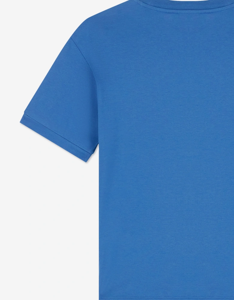EA7 Emporio Armani Boys Train Logo Tape T-Shirt in Blue