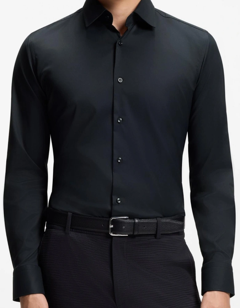 P-Hank Slim Fit Performance Stretch Twill Black Shirt