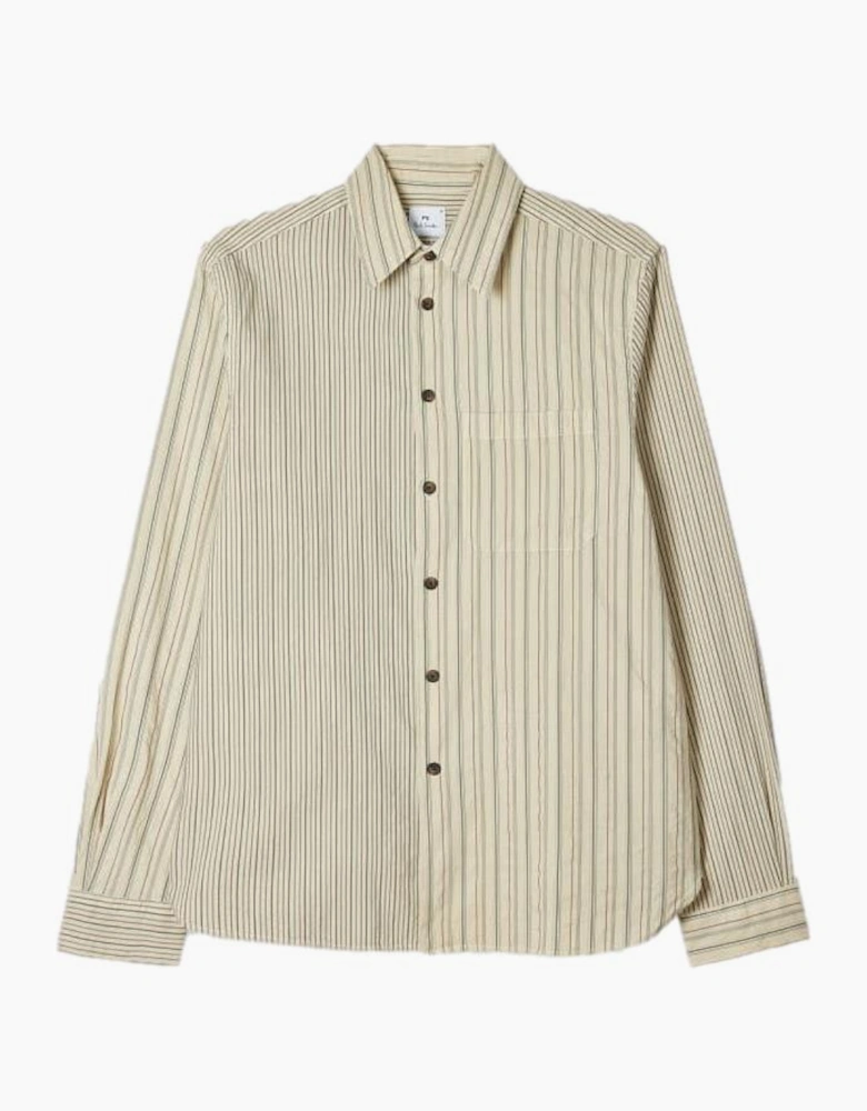 PS Paul Smith Cut & Sew Stripe Shirt 02 Off White