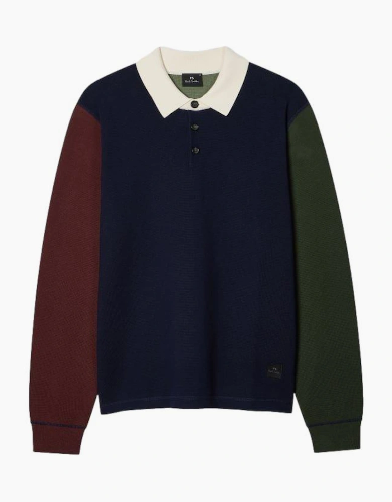 PS Paul Smith LS Contrast Knitted Polo 49 DK NAVY