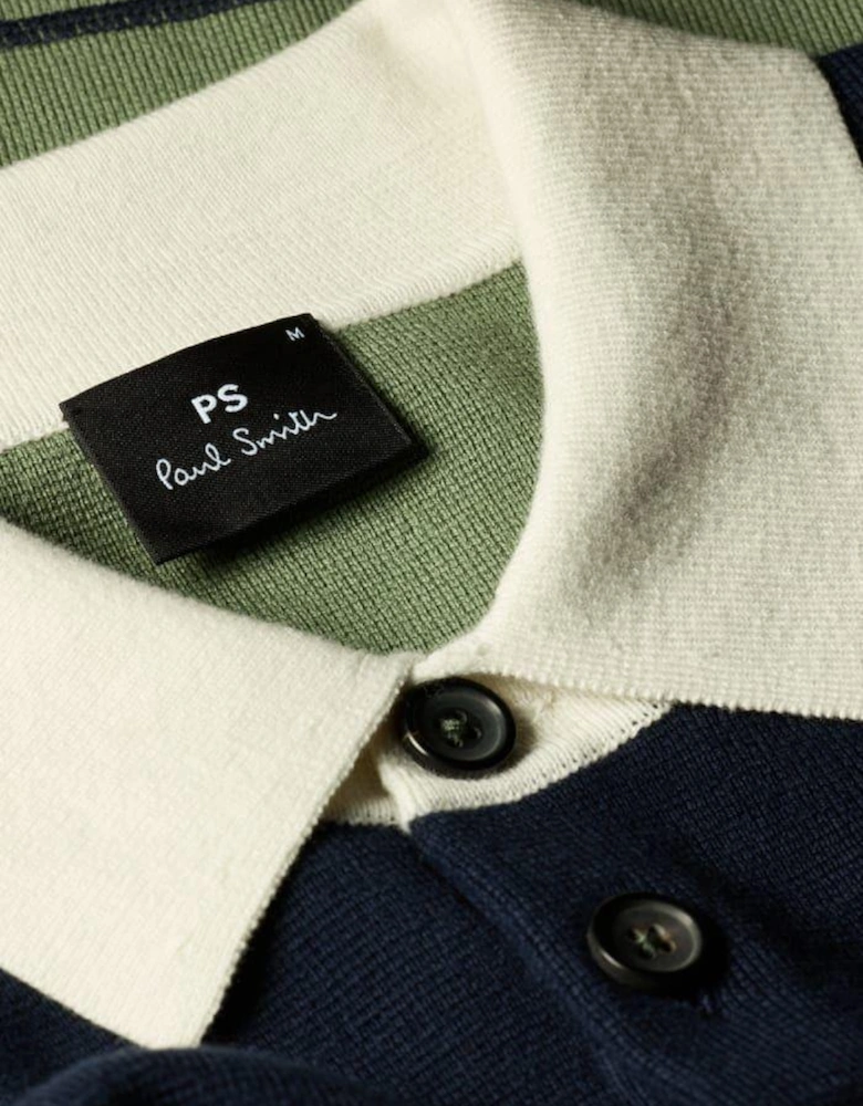 PS Paul Smith LS Contrast Knitted Polo 49 DK NAVY