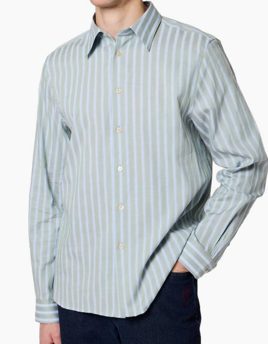 PS Paul Smith Reg Fit Stripe Shirt 34 Light Green