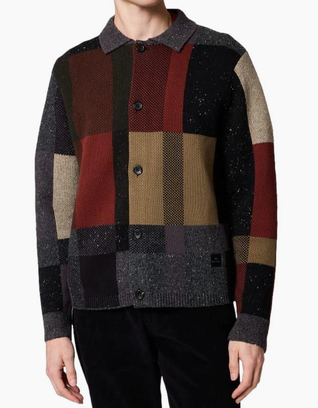 PS Paul Smith Patchwork Button Through Cardigan 78 Black