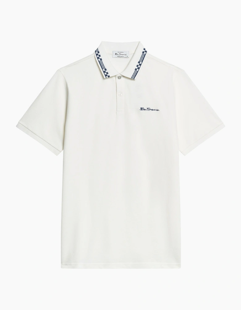 Ben Sherman Mens Checkerboard Collar Short Sleeve Polo Shirt