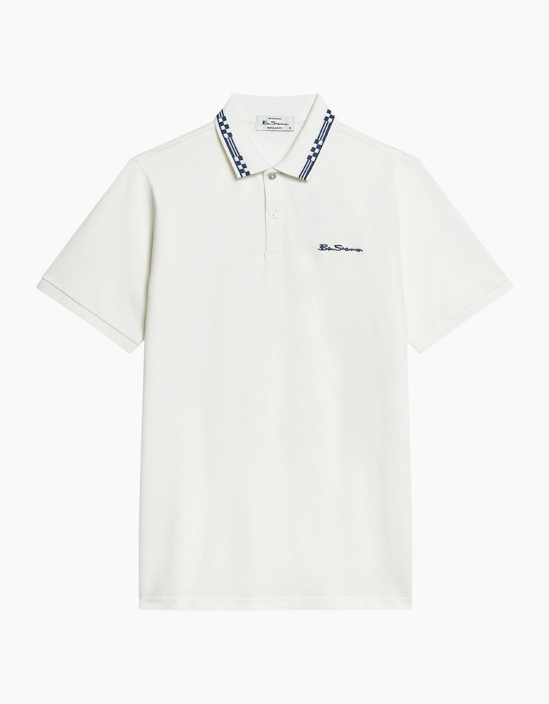 Ben Sherman Mens Checkerboard Collar Short Sleeve Polo Shirt