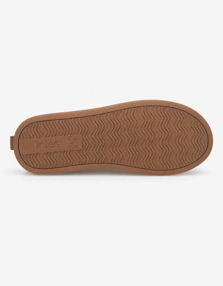 Totes Isotoner BORG LINED SUEDE MULE SLIPPER Mens Mules Tan