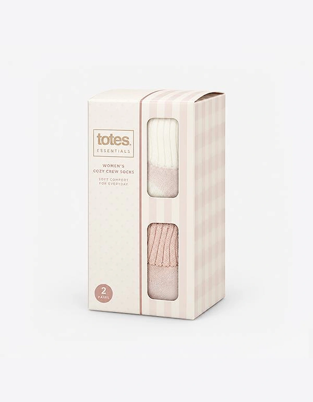 Totes Toasties THERMAL CROP LENGTH TERRY SOCKS (TWIN PACK) Womens Thermal Socks Oat/Pink
