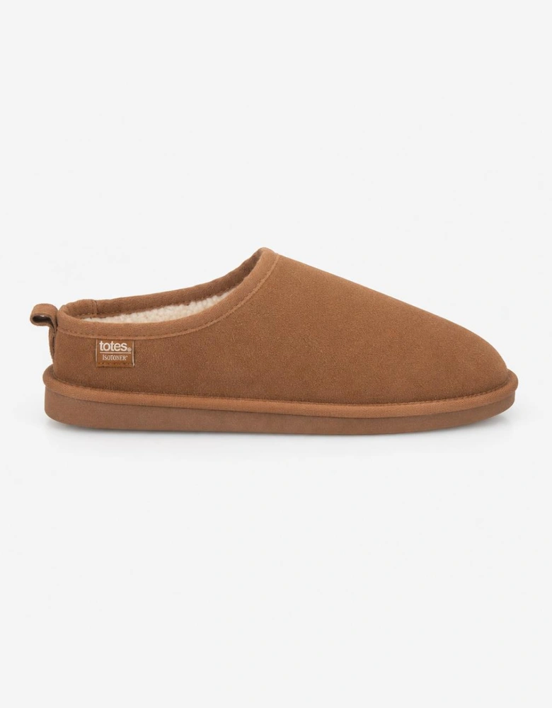 Totes Isotoner BORG LINED SUEDE MULE SLIPPER Mens Mules Tan
