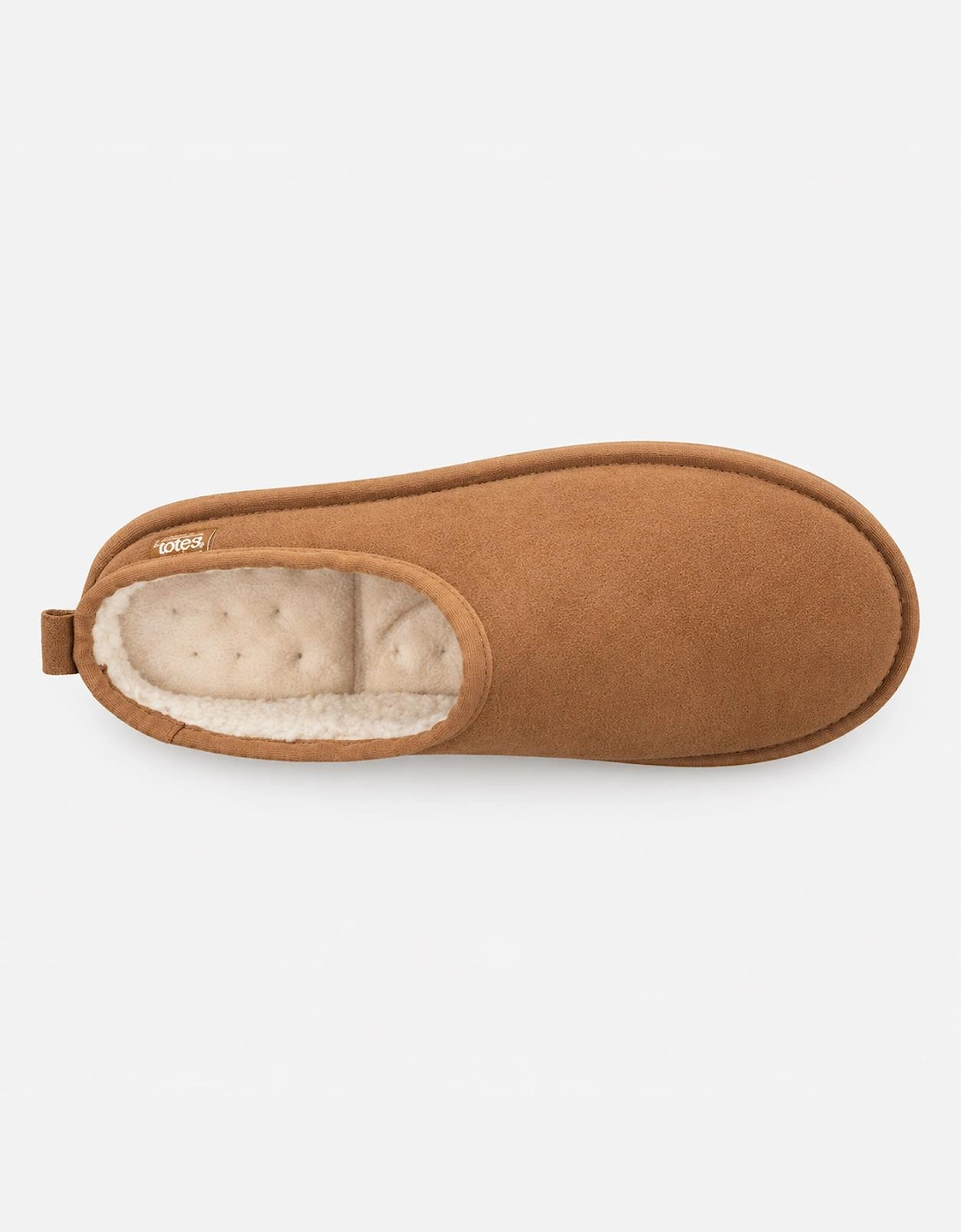 Totes Isotoner BORG LINED SUEDE MULE SLIPPER Mens Mules Tan