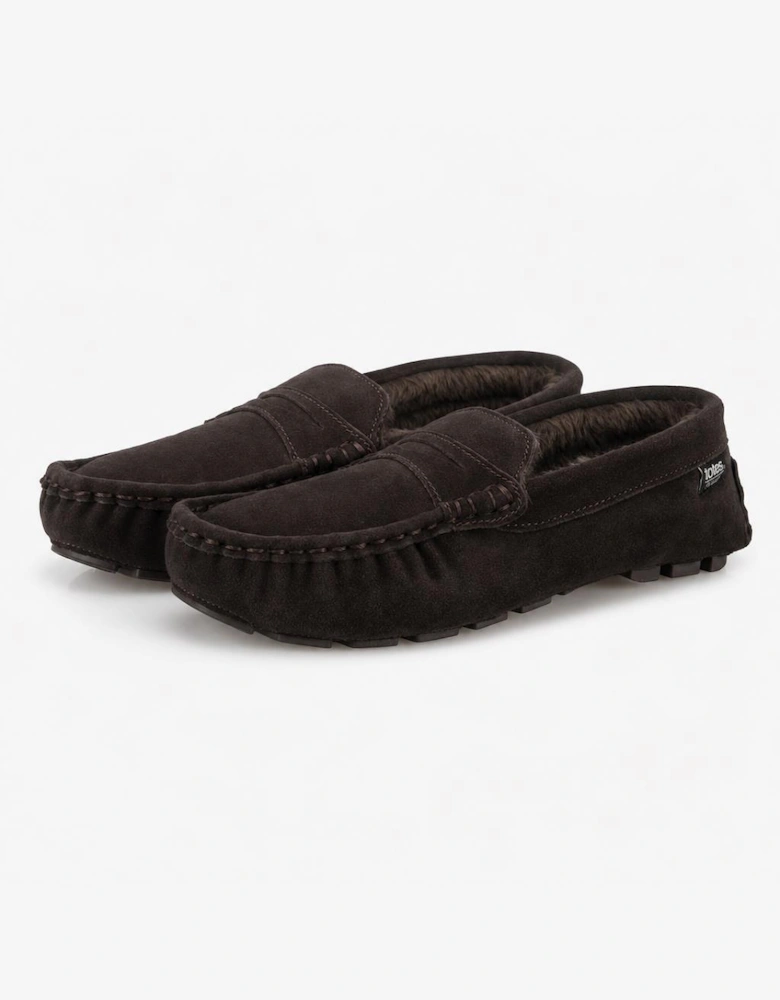 Totes Isotoner FUR LINED SUEDE MOCCASIN SLIPPER Mens Moccasins Brown