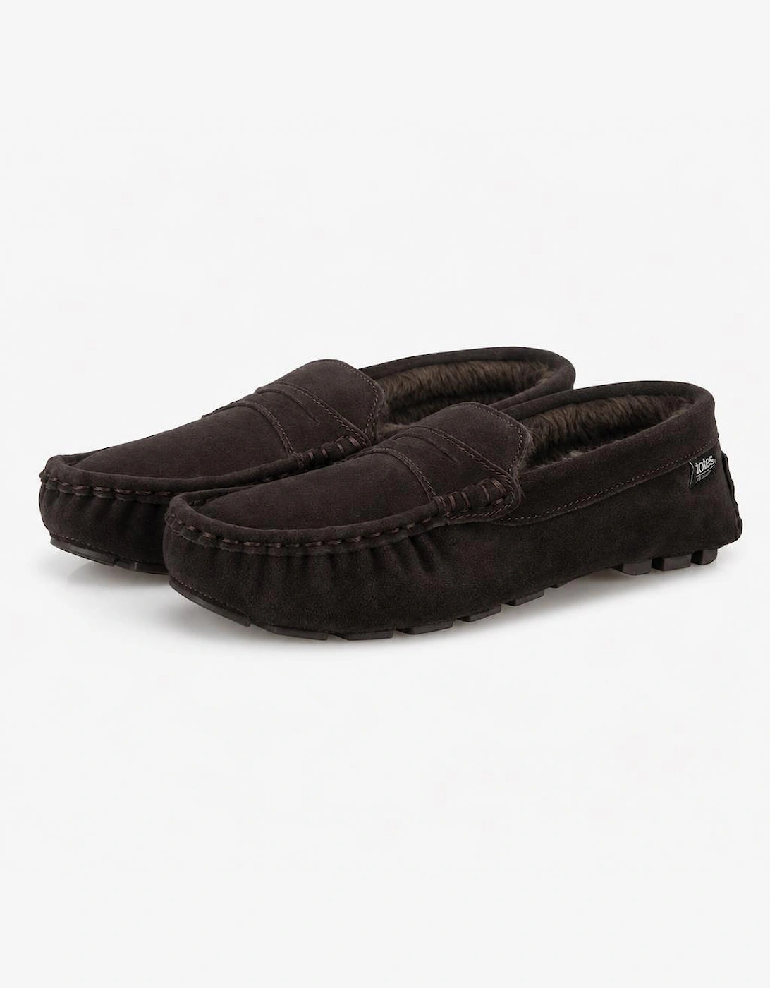 Totes Isotoner FUR LINED SUEDE MOCCASIN SLIPPER Mens Moccasins Brown