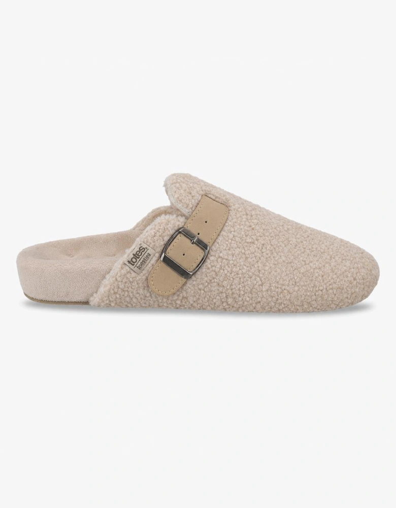 Totes Isotoner BORG CLOG SLIPPER Womens Mules Oat