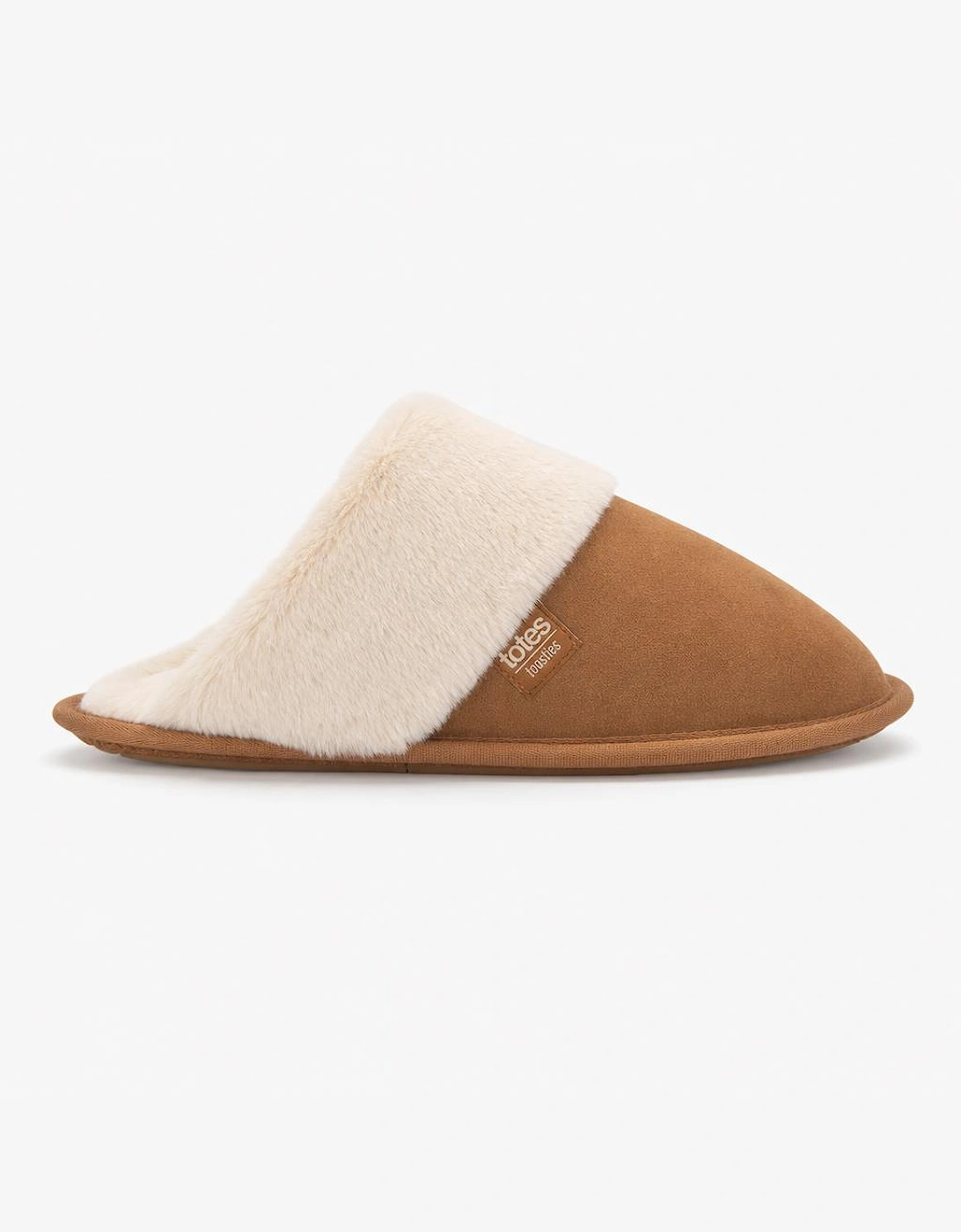Totes Isotoner SUEDE MULE SLIPPER WITH FUR CUFF Womens Mules Tan