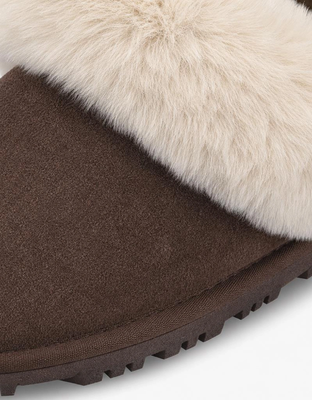 Totes Isotoner SUEDE BOOTIE WITH FUR CUFF Womens Slipper Boots Brown