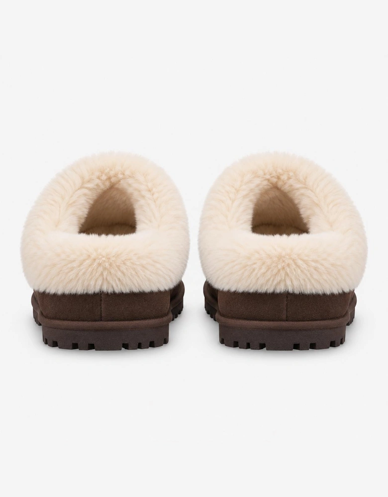 Totes Isotoner SUEDE BOOTIE WITH FUR CUFF Womens Slipper Boots Brown