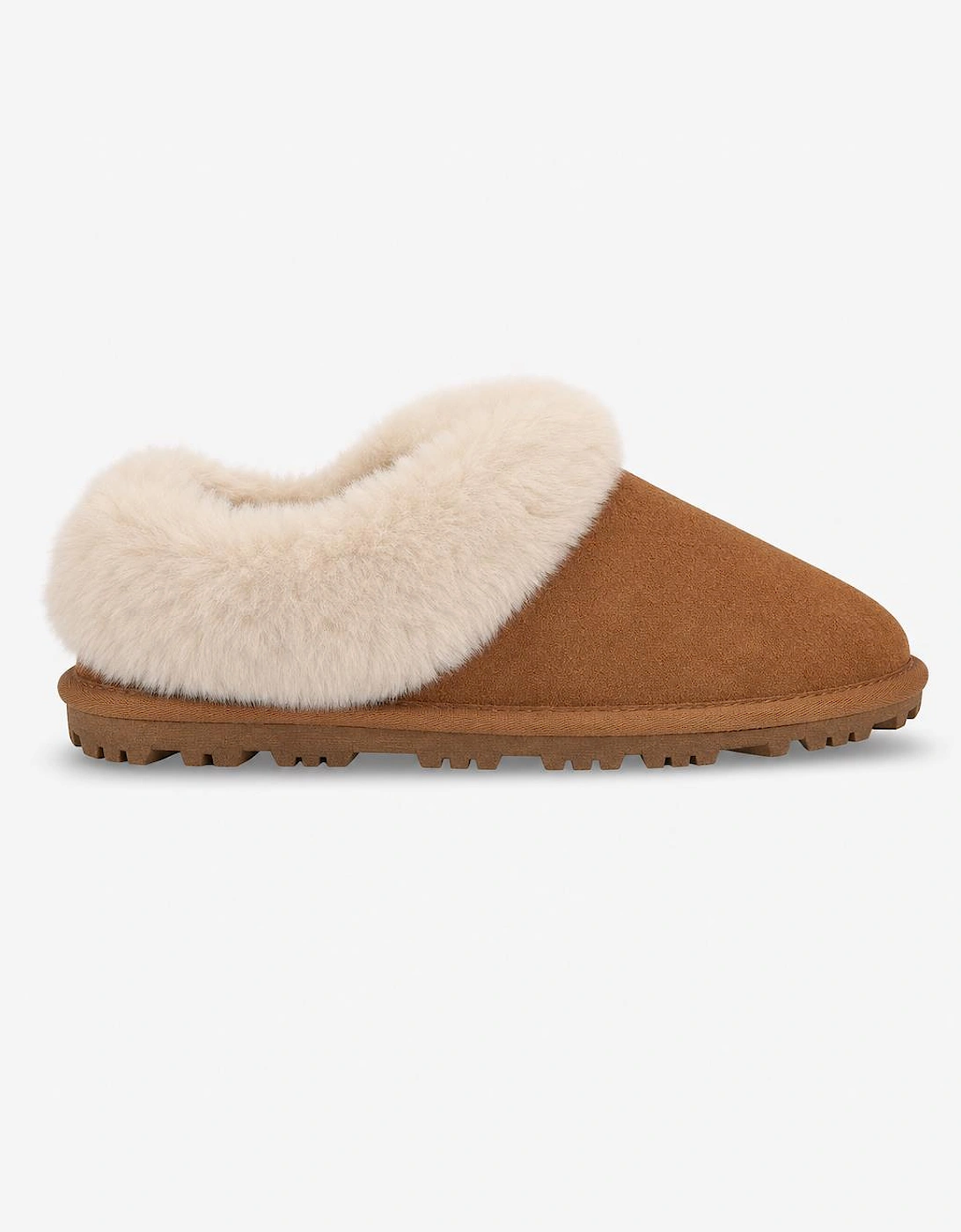 Totes Isotoner SUEDE BOOTIE WITH FUR CUFF Womens Slipper Boots Tan