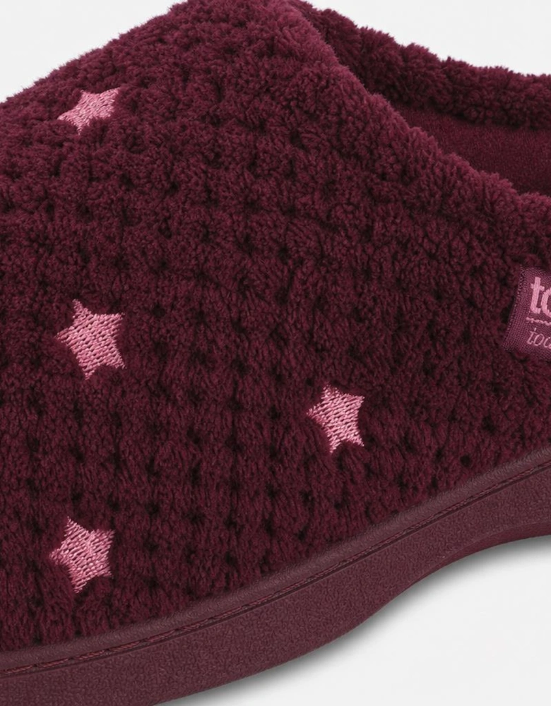Totes Isotoner POPCORN TERRY MULE SLIPPER Womens Mules Burgundy Star