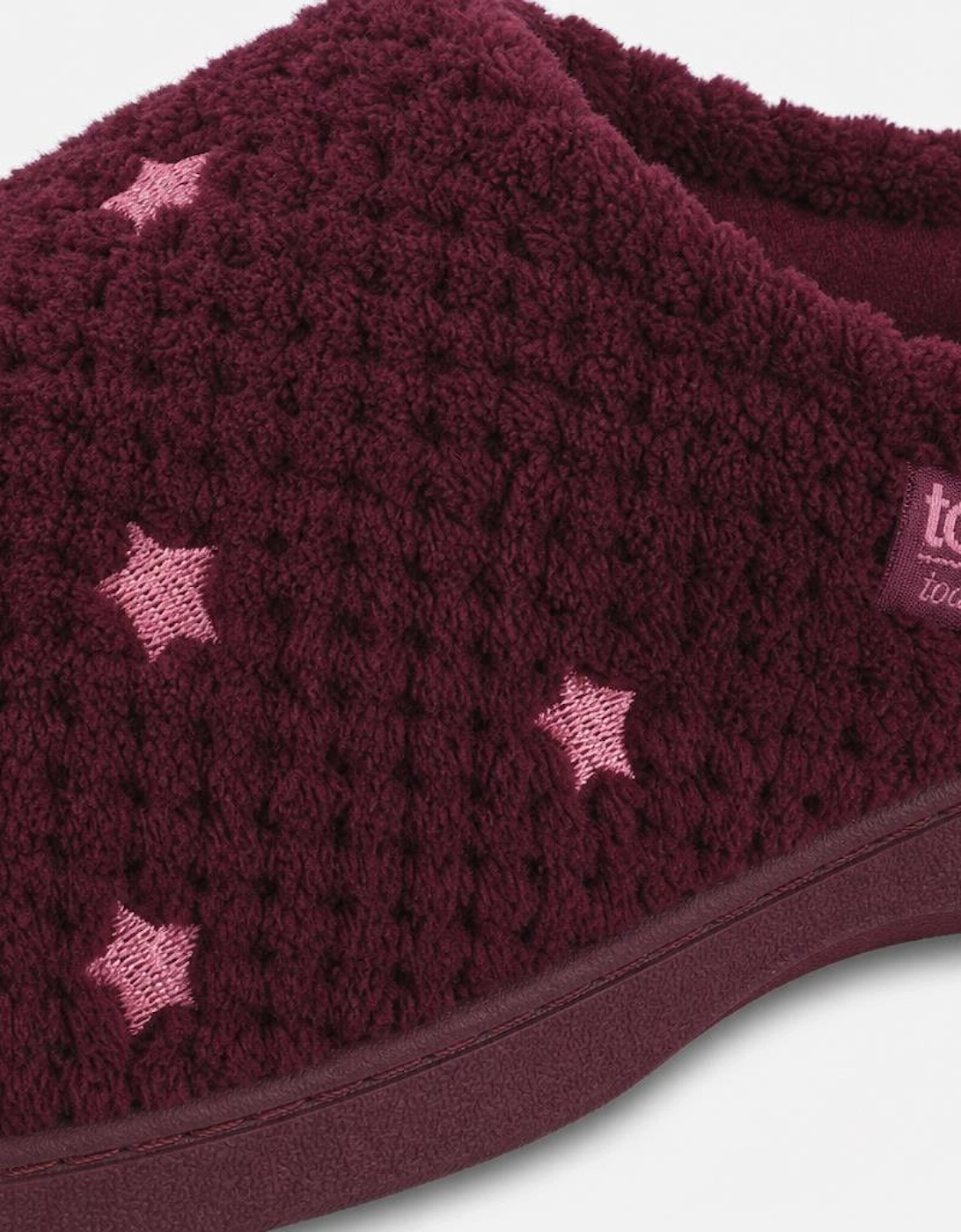 Totes Isotoner POPCORN TERRY MULE SLIPPER Womens Mules Burgundy Star