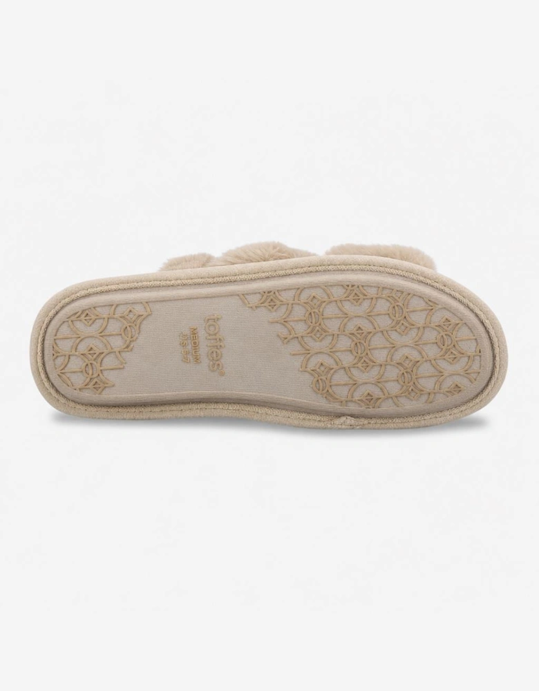 Totes Toasties CROSS FUR SLIDER Womens Mules Natural