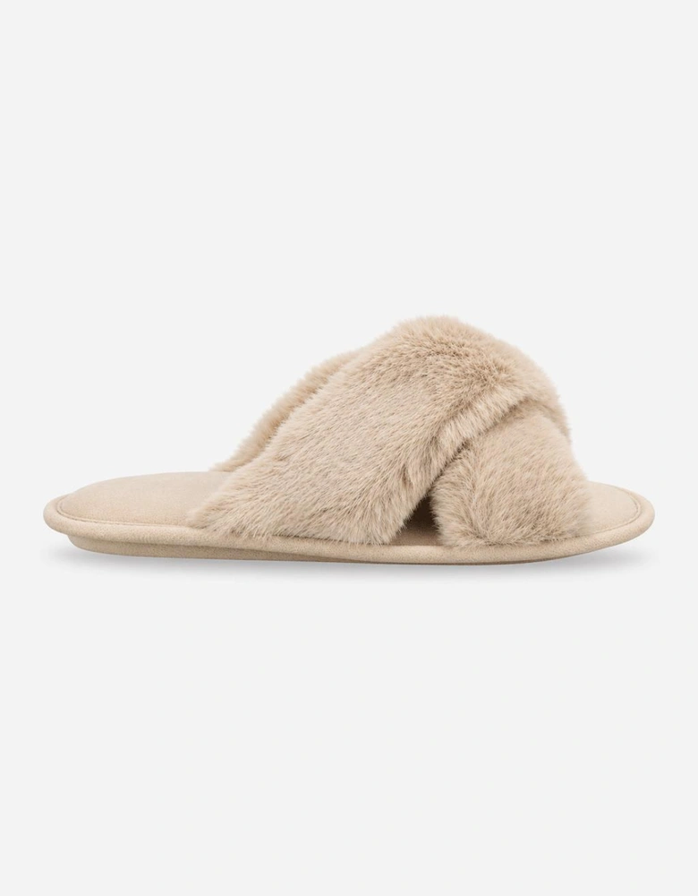 Totes Toasties CROSS FUR SLIDER Womens Mules Natural