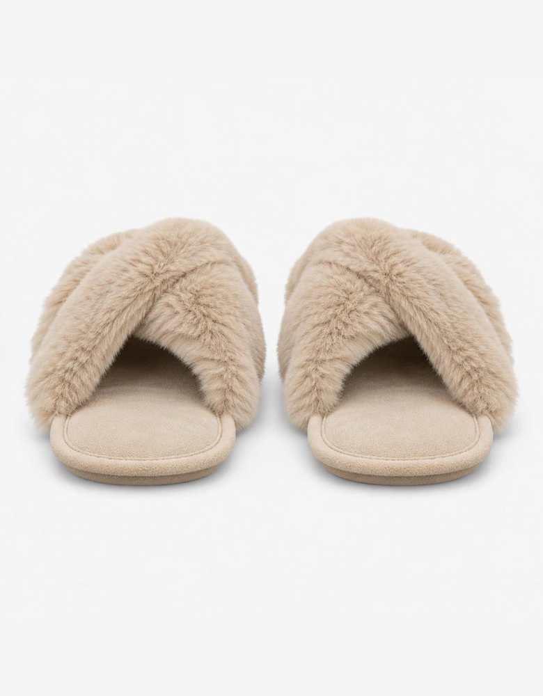 Totes Toasties CROSS FUR SLIDER Womens Mules Natural
