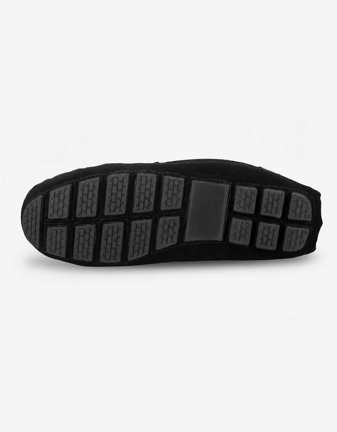 Totes Isotoner FUR LINED SUEDE MOCCASIN SLIPPER Mens Full Slippers Black
