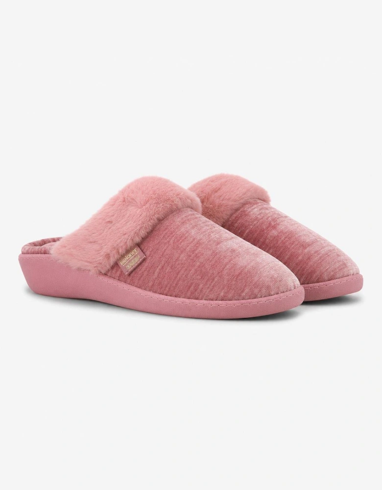 Totes Isotoner SPARKLE HEELED MULE SLIPPER Womens Mules Pink
