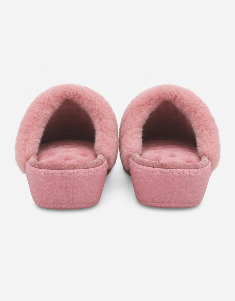 Totes Isotoner SPARKLE HEELED MULE SLIPPER Womens Mules Pink