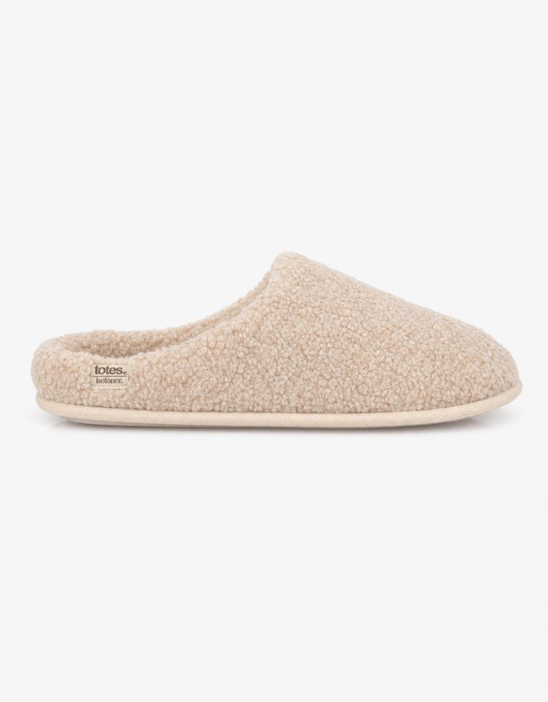 Totes Isotoner BORG SWEPT BACK MULE SLIPPER Womens Mules Oat