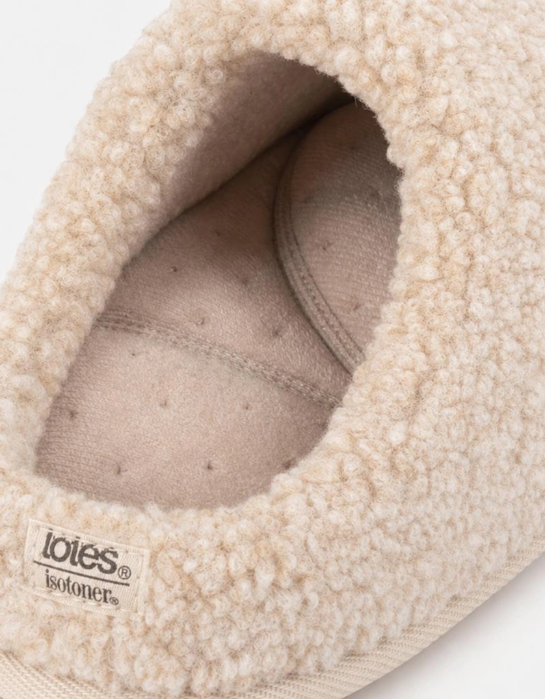 Totes Isotoner BORG SWEPT BACK MULE SLIPPER Womens Mules Oat