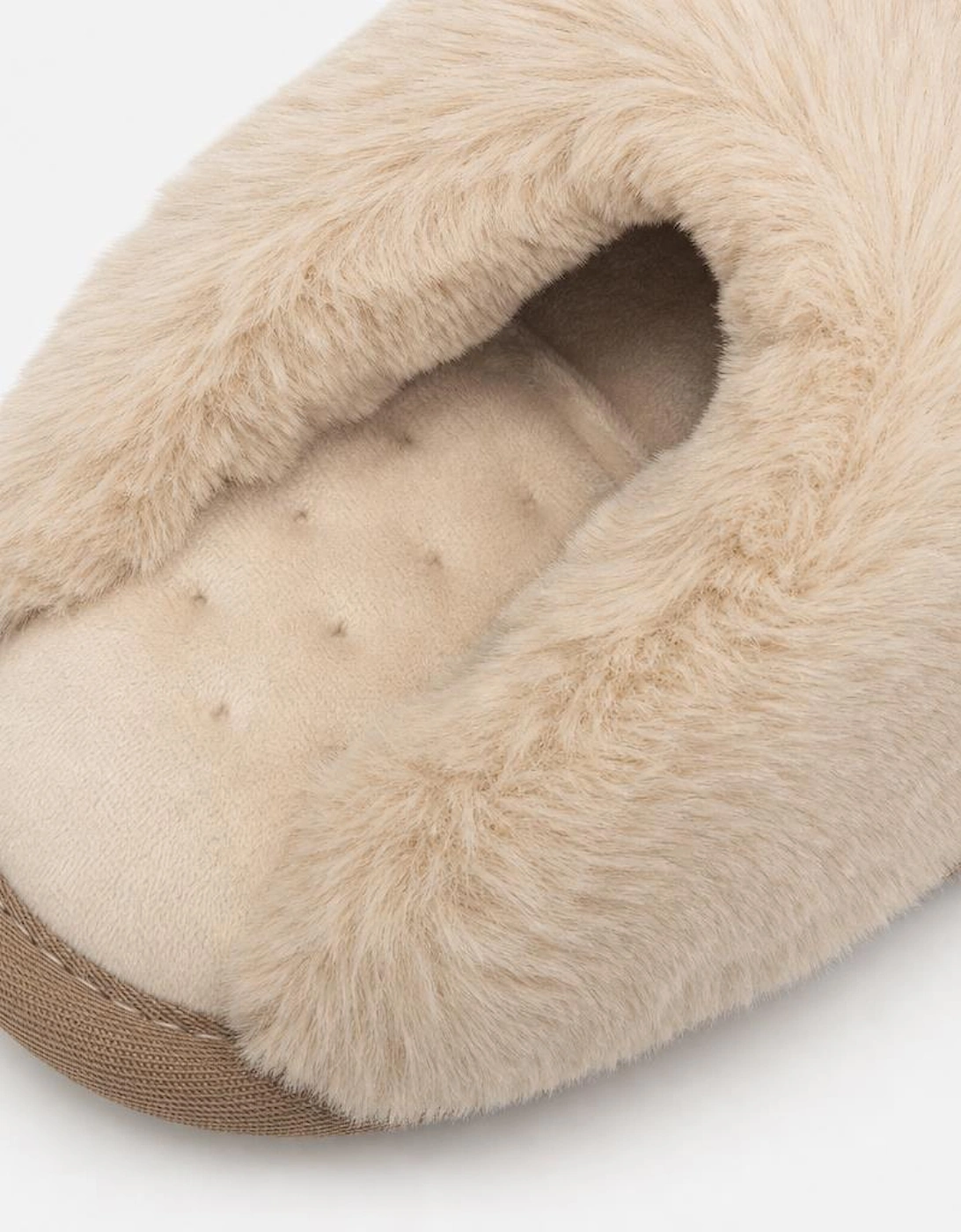 Totes Isotoner SUEDE MULE SLIPPER WITH FUR CUFF Womens Mules Sand