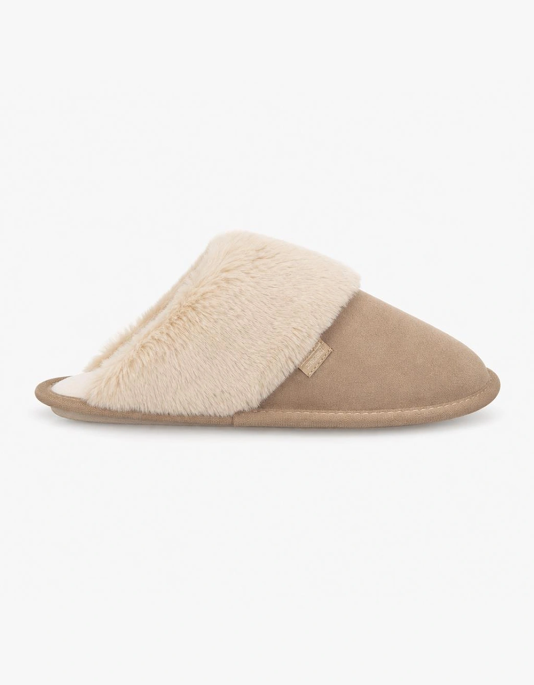 Totes Isotoner SUEDE MULE SLIPPER WITH FUR CUFF Womens Mules Sand