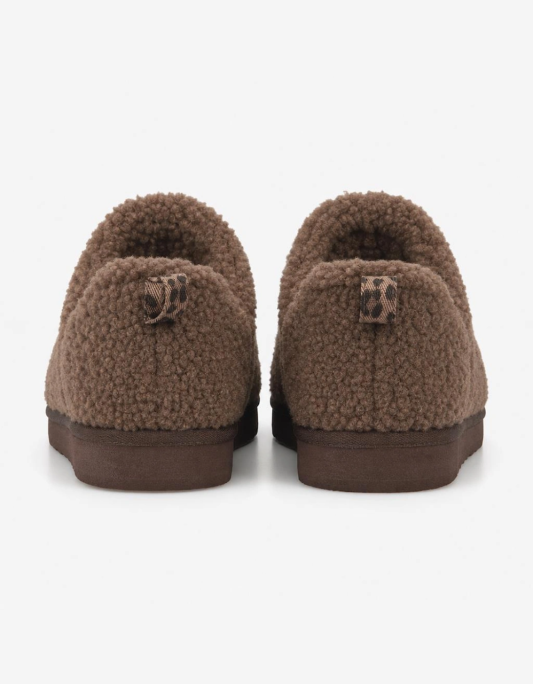Totes Isotoner BORG BOOTIE WITH BACK TAPE DETAIL Womens Slipper Boots Brown