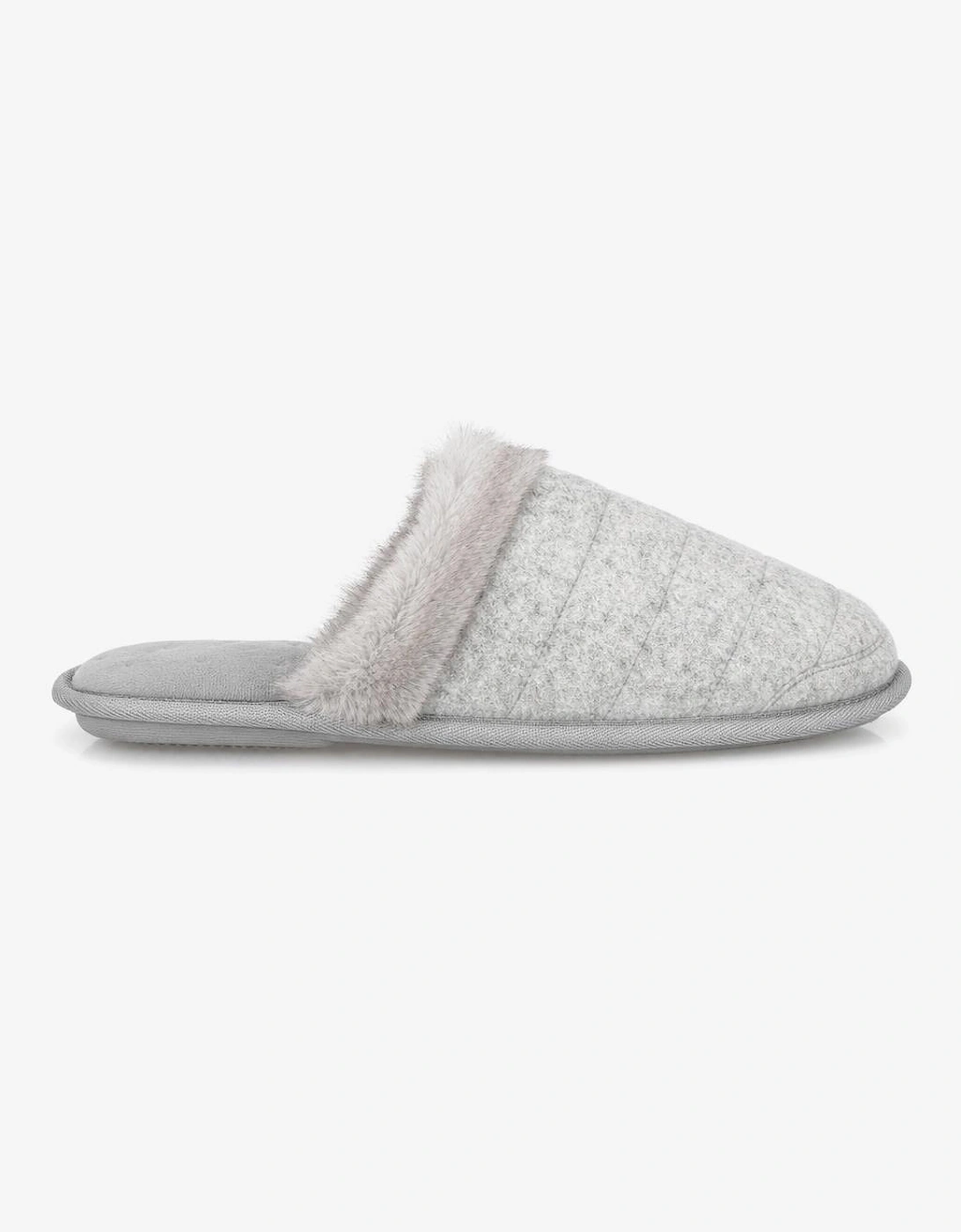 Totes Isotoner BRUSHED MARL MULE SLIPPERS WITH FUR CUFF Womens Mules Grey