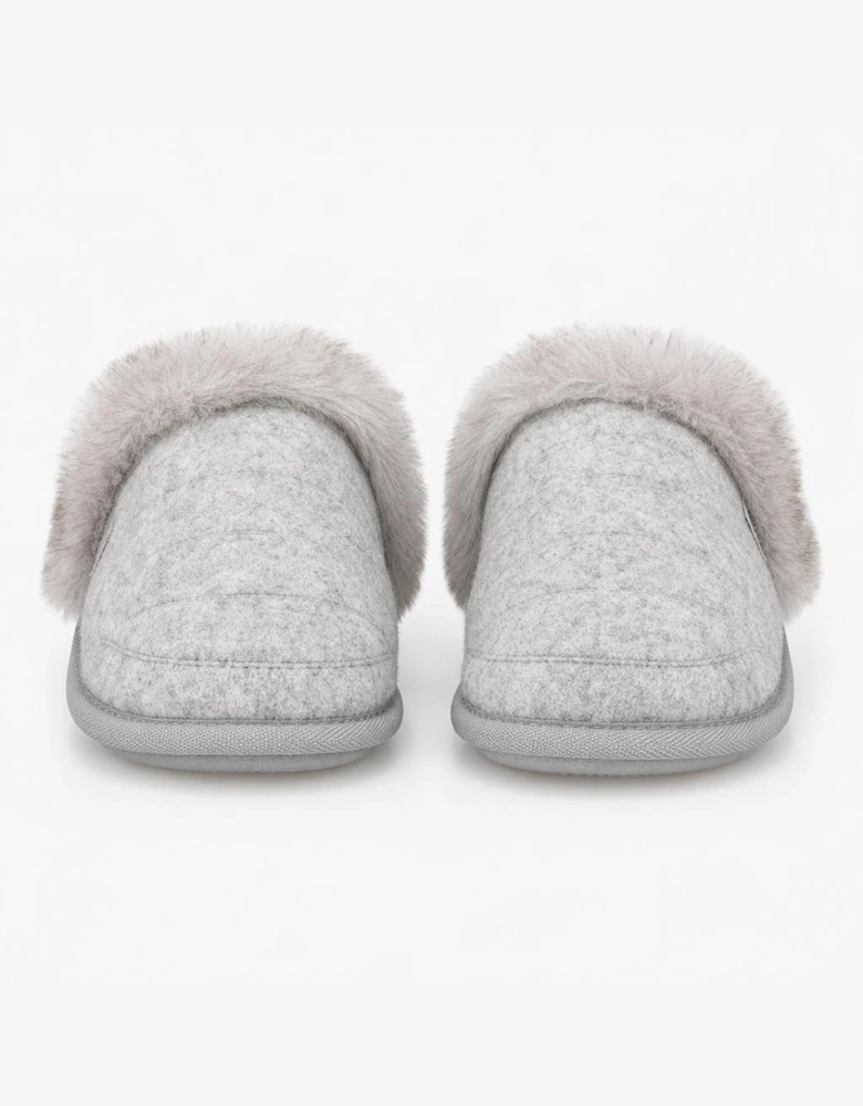 Totes Isotoner BRUSHED MARL MULE SLIPPERS WITH FUR CUFF Womens Mules Grey