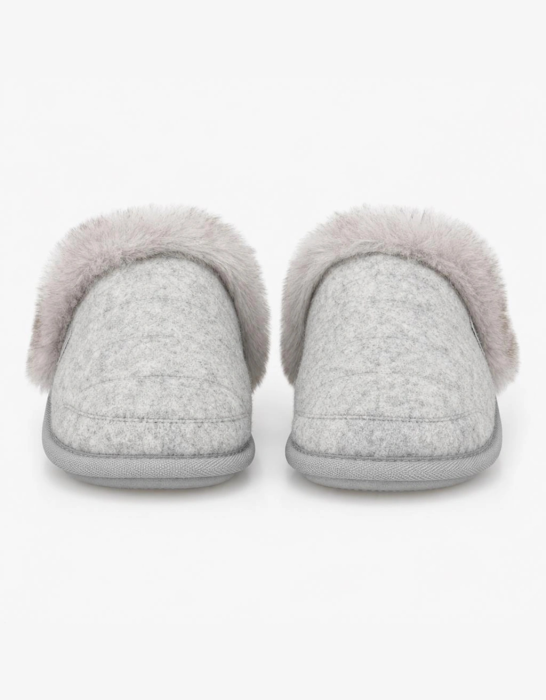 Totes Isotoner BRUSHED MARL MULE SLIPPERS WITH FUR CUFF Womens Mules Grey